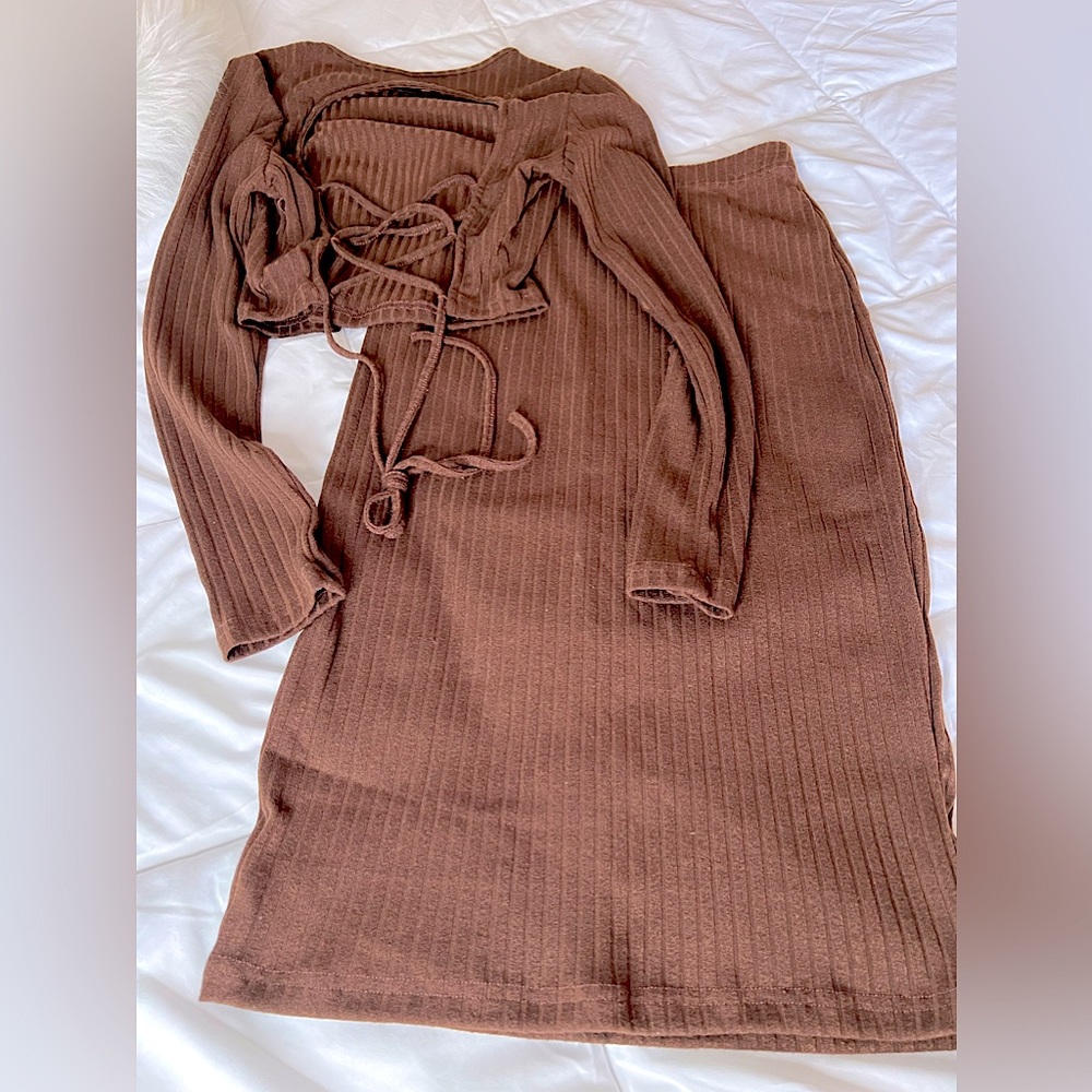 SHEIN two-piece outfit. Brown, size medium